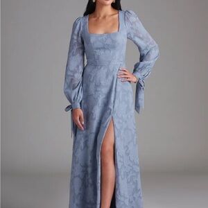 Elegant Blue Floral Dress